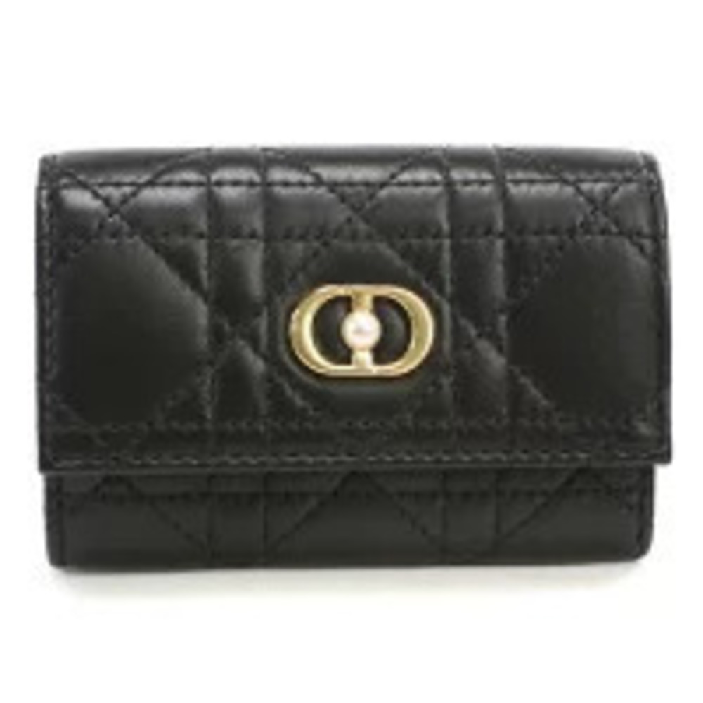Christian Dior Bi fold Wallet Compact Jolie GLYCINE Black